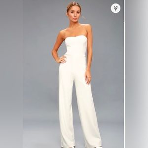 Lulus Edith White Strapless Jumpsuit